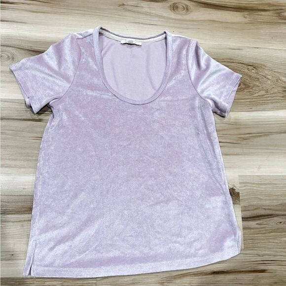 Anthropologie Pure + Good Weekend Velvet Purple Scoop Neck Tee Women’s XS - Picture 2 of 4